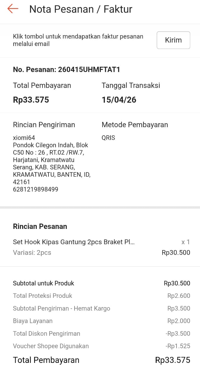 Set Hook Kipas Gantung 1 Set